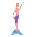 Păpușă Manechin, Sirenă, 34 cm, Păr Blond, Roz-Mov, 2 Accesorii, 3+ Ani, Plastic, Oem
