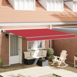 Marchiză retractabilă manuală vidaXL Roșie 400x300 cm