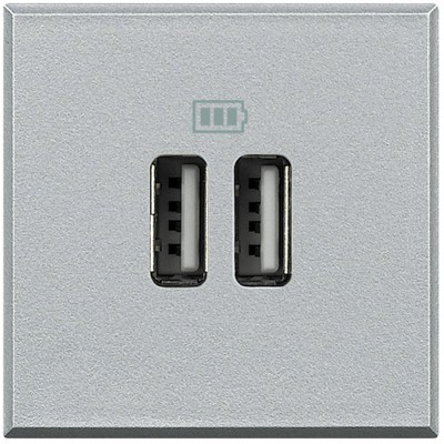 Priza USB tip A dubla 5V 3000mA Axolute Bticino 2M aluminiu HC4285C2 foto