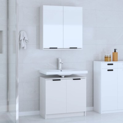 vidaXL Set dulapuri de baie, 2 piese, alb, lemn prelucrat foto