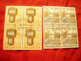 2 Blocuri -Serie Elvetia 1979 Europa CEPT, Posta ,stampila speciala 4x2valori, Stampilat