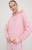 Tommy Jeans bluză femei, culoarea roz, cu glugă, imprimeu DW0DW17322