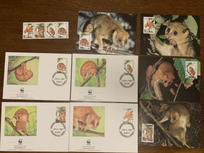 congo - primate - serie 4 timbre MNH, 4 FDC, 4 maxime, fauna wwf foto