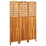 Paravan de cameră cu 3 panouri, 121x2x170 cm, lemn masiv acacia, vidaXL