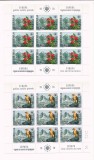 Iugoslavia 1970, flora, fauna, pasari, blocuri de 9, Mi. 1406/1407 MNH, 110 &euro;, Nestampilat