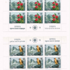 Iugoslavia 1970, flora, fauna, pasari, blocuri de 9, Mi. 1406/1407 MNH, 110 €