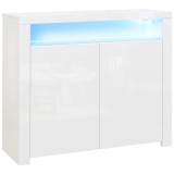 HOMCOM Dulap Multifuncțional Alb cu Iluminare LED Colorată, pentru Living sau Dormitor, 107x35x97 cm | Aosom Romania