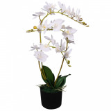 Plantă artificială orhidee cu ghiveci, 65 cm, alb, mia