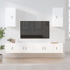 vidaXL Set dulap TV, 6 piese, alb, lemn prelucrat foto