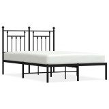 Cumpara ieftin Cadru de pat metalic cu tablie, negru, 120x200 cm