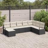 vidaXL Set de canapele pentru grădină 8 pcs Negru Rattan poli 3346497
