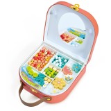 Set creativ margele colorate din lemn in gentuta Hape 130 piese