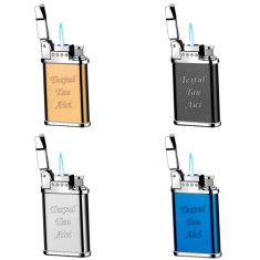 Bricheta Metalica Cu Gaz, Personalizata cu Textul Tau, Cu Capac, Antivant, Reincarcabila, 7 Cm