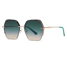 Ochelari hexagonali mari pentru femei Techsuit, verde, 8561 foto