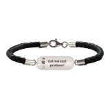 Best Teacher - Bratara Premium din piele impletita Cel mai cool profesor din argint 925