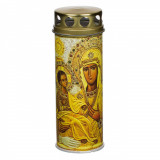 Lumanare Decorativa LED, Model Fecioara Maria, Flacara Alba, Capac Auriu, 6.5x18cm, Baterii Incluse, Oem