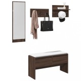 Cumpara ieftin Set mobilier de hol, 4 piese, stejar maro, lemn prelucrat