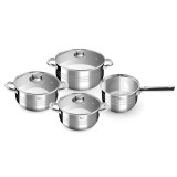 Set de vase din otel inoxidabil Diamond, 7 piese, cu capace de sticla Handy KitchenServ, Perfect Home