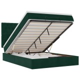 Cumpara ieftin Cadru de pat otoman cu saltele, catifea verde inchis 140x190cm