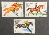 Set 3 Timbre URSS Rusia 1982 Rase de Cai Hipism Calul Don Ucrainean Kabardin Ștampilat Moscova - A007
