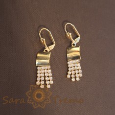 Cercei cu lanturi din zirconia placati cu aur Frau - 4 cm foto