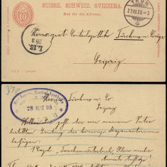 Switzerland 1898 Old postcard postal stationery Thun to Leipzig Germany D.531