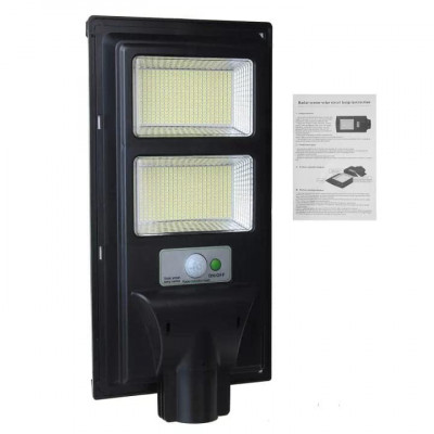 Lampa solara stradala Flippy, cu telecomanda, senzor de miscare si lumina, suport prindere, 96 LED-uri, IP65, ABS, 5AH, 100W, temperatura culoare 6500 foto
