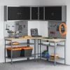 VidaXL Set masă depozitare de unelte, 10 piese, negru, lemn și metal