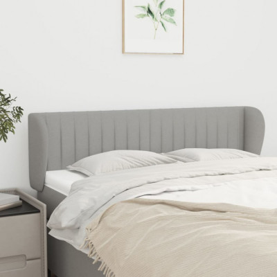 vidaXL Tăblie de pat cu aripioare gri deschis 147x23x78/88 cm textil foto