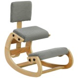 HOMCOM Scaun ergonomic pentru genunchi, scaun-genunchi cu spătar, aspect corduroy, scaun de birou pentru acasă, birou, meditație, gri &icirc;nchis | Aosom R