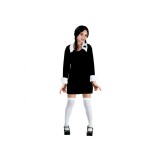 Costum carnaval, scolar gotic, Wednesday, Negru, 8-10 ani