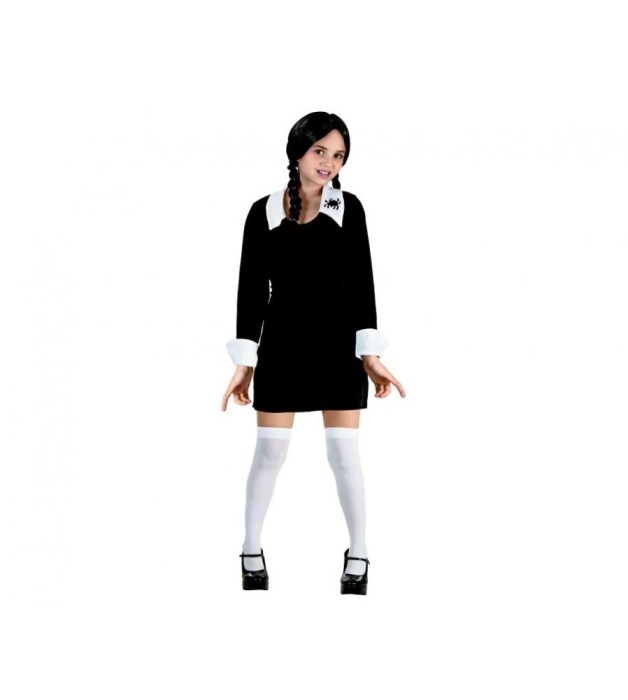 Costum carnaval, scolar gotic, Wednesday, Negru, 8-10 ani