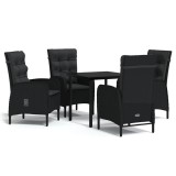 Cumpara ieftin Set masa pentru gradina, 5 piese, cu perne, negru