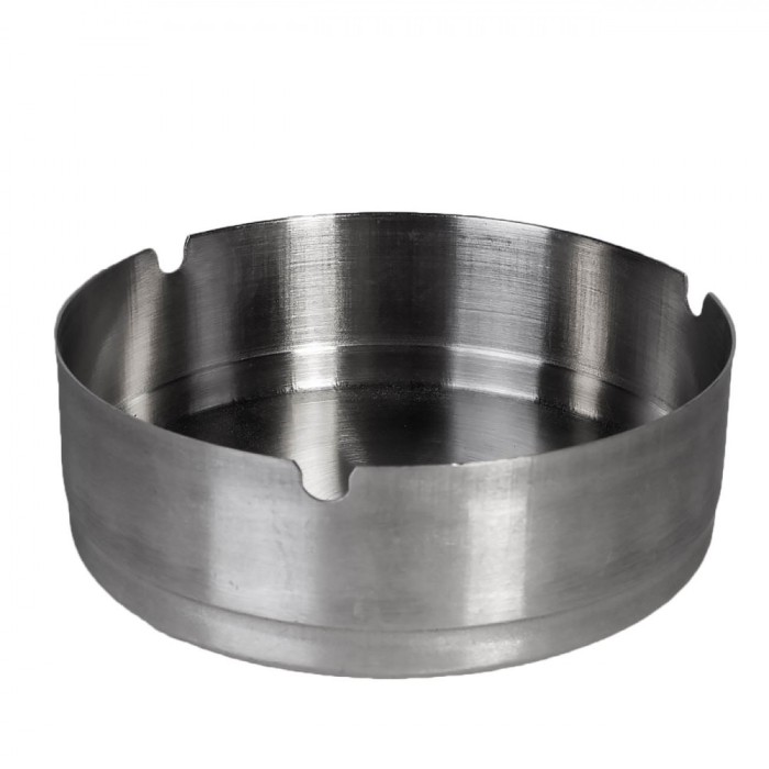 Scrumieră Metalică Rotundă, Argintie, Diametru 12 cm, &Icirc;nălțime 4 cm