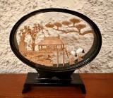 DIORAMA CHINEZEASCA- SCULPTURA MINIATURALA IN PLUTA L12cm