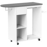 HOMCOM Masă de Călcat cu Suport pentru Fier de Călcat, Suport pentru Haine, Sertar și Raft, 125x43,5x112 cm, Alb | Aosom Romania