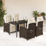 vidaXL Set mobilier de grădină, 5 piese, cu perne, maro, poliratan 3212984