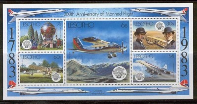 Lesotho 1983 Aviation bi-centenary, perf. sheet, MNH S.278 foto