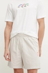 adidas Originals pantaloni scurti din bumbac Wabash barbati, culoarea bej, JD0674
