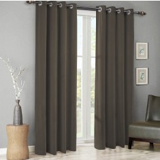 Draperie din catifea cu inele crom, Madison, 150x270 cm, densitate 700 g/ml, Wood brown, 1 buc