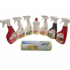 Pachet Azay Interiors pentru bucatarie , Solutii specializate pentru curatenie si igienizare + lavete Ultra Clean
