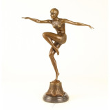 Dansatoare Art Deco-statueta din bronz pe un soclu din marmura BJ-25, Nuduri