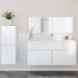 VidaXL Set mobilier de baie, 3 piese, alb extralucios, lemn compozit