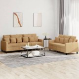 Cumpara ieftin Gossi set de canapele cu perne, 2 piese, maro, catifea