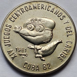 1 Peso 1981 Cuba, Cuco-Games Mascot, Caribbean Games, km#60, 5000 ex., America Centrala si de Sud
