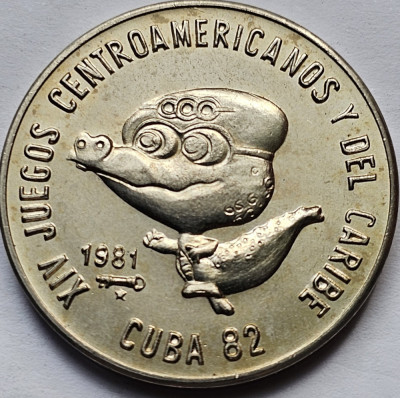 1 Peso 1981 Cuba, Cuco-Games Mascot, Caribbean Games, km#60, 5000 ex. foto