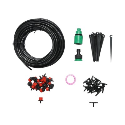 Kit complet irigare prin picurare cu furtun 15.5m, duze, conectori, tije de fixare 64 piese foto