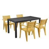 Alison 4+1 set de mobilier de grădină grafit-negru-galben