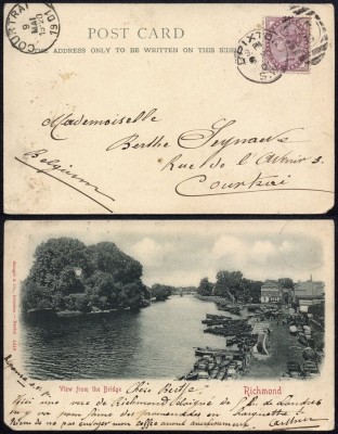 Great Britain 1901 Victoria Postcard stationery Brixton to Courtrai DB.271 foto