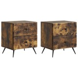 vidaXL Dulap de noapte 2 pcs Stejar fumuriu 43 x 34,5 x 47,5 cm 895456